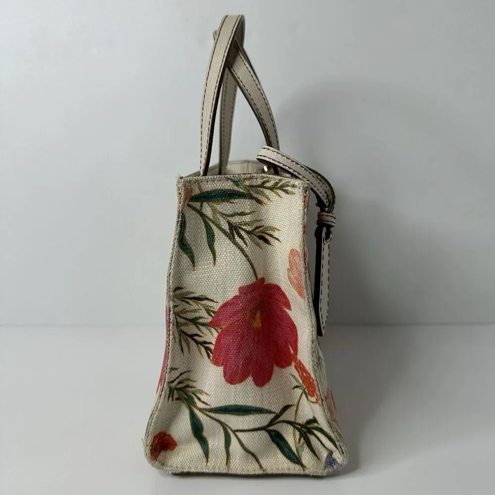 Kate Spade Thompson Street Sam Bag Floral Print Linen Crossbody‎ Purse Satchel